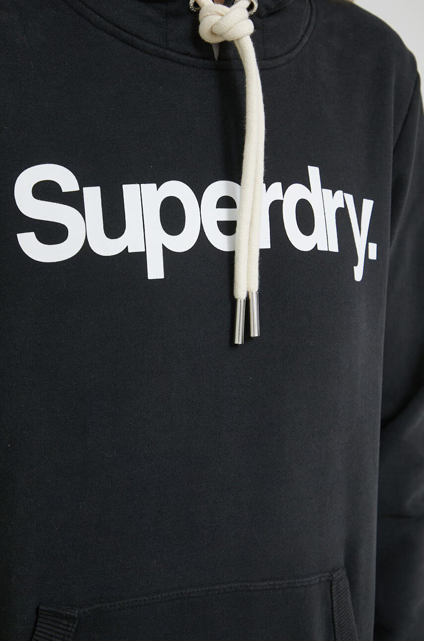 Superdry Суичър в черно с качулка с принт - Pepit.bg