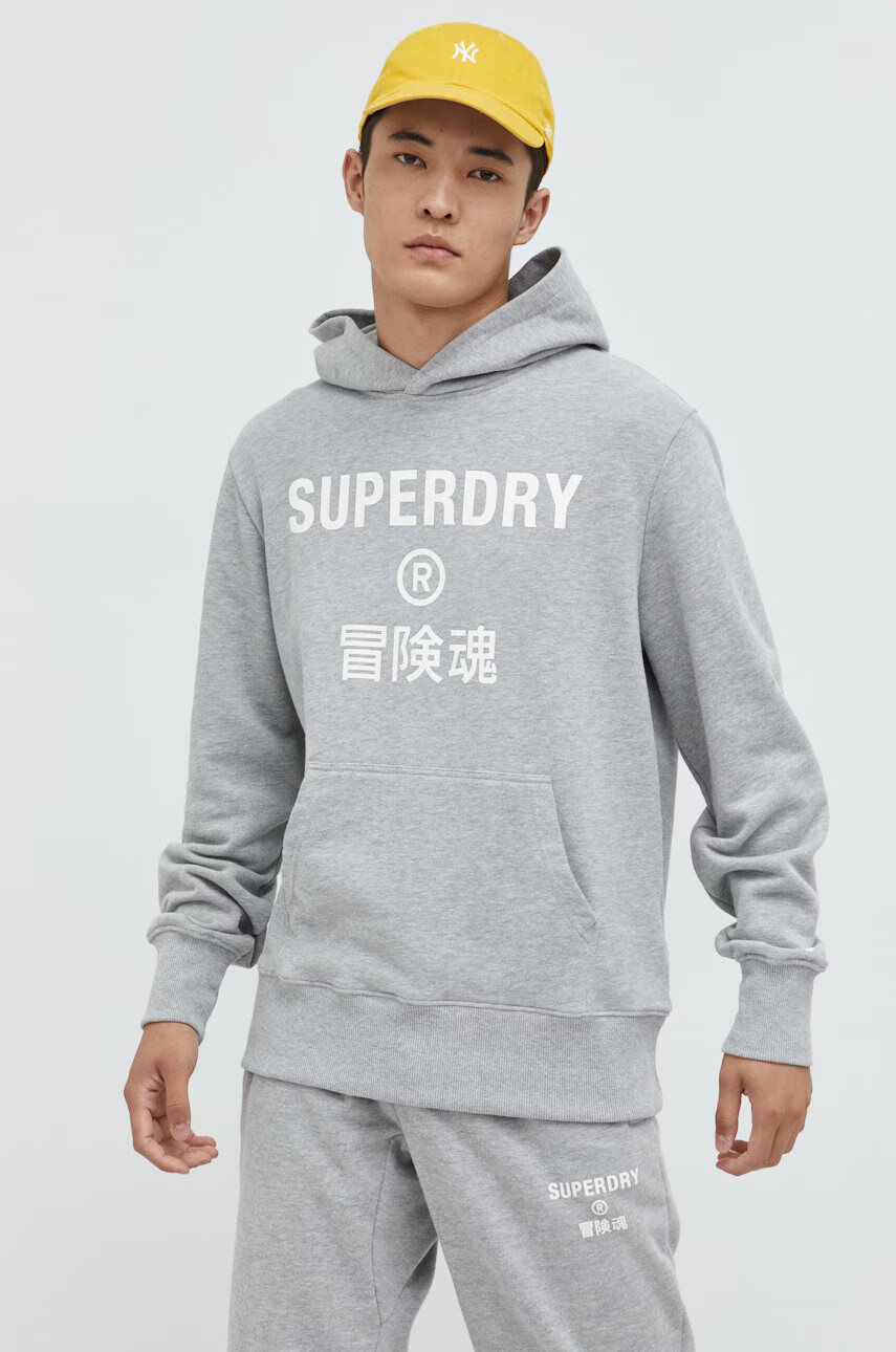 Superdry Суичър в сиво с принт - Pepit.bg