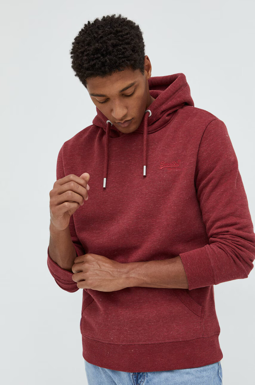 Superdry Суичър в бордо с изчистен дизайн - Pepit.bg
