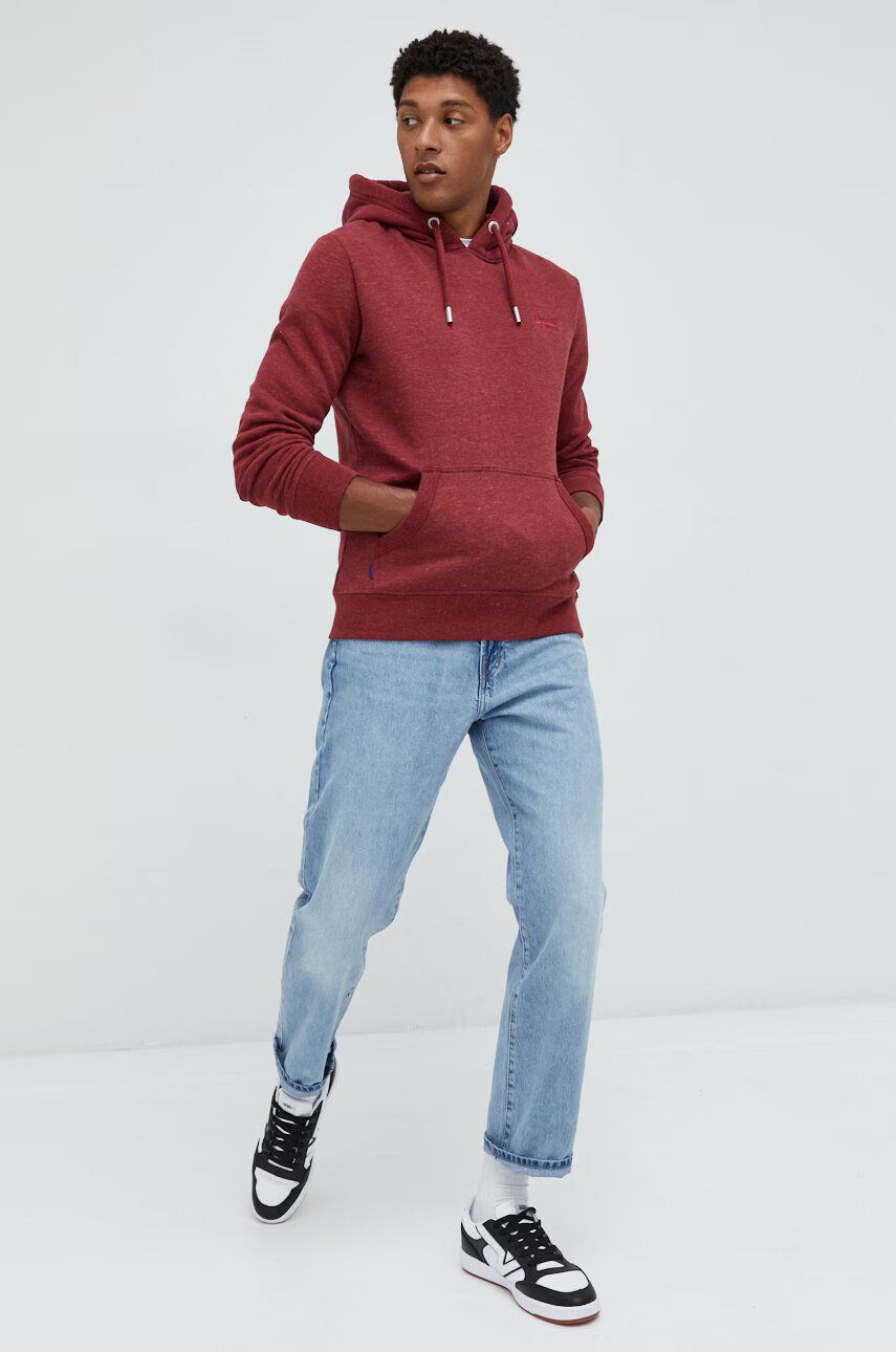 Superdry Суичър в бордо с изчистен дизайн - Pepit.bg