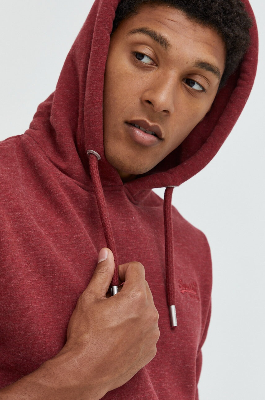 Superdry Суичър в бордо с изчистен дизайн - Pepit.bg