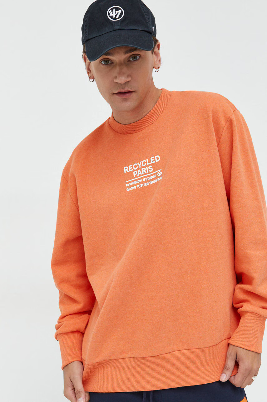 Superdry Суичър в оранжево с принт - Pepit.bg