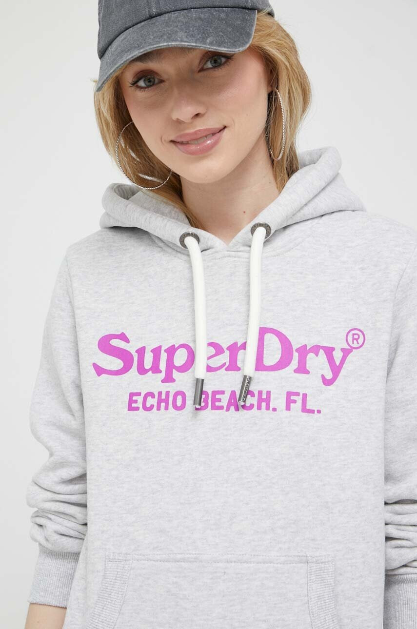 Superdry Суичър в сиво с качулка с принт - Pepit.bg