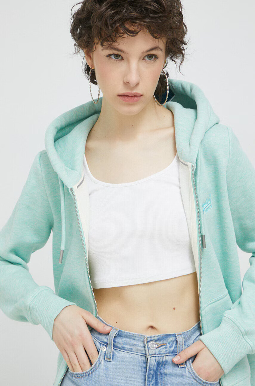 Superdry Суичър в зелено с качулка меланж на - Pepit.bg