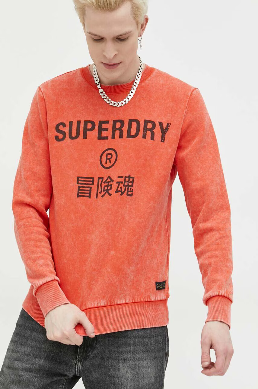 Superdry Суичър в оранжево с принт - Pepit.bg