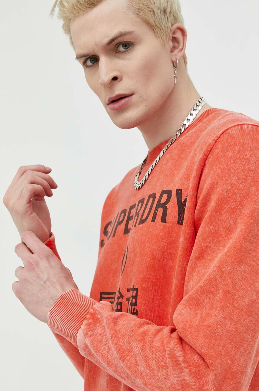 Superdry Суичър в оранжево с принт - Pepit.bg