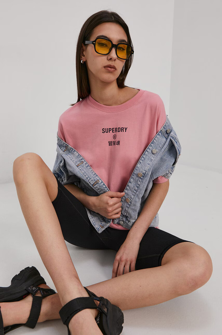 Superdry Тениска дамска в розово - Pepit.bg