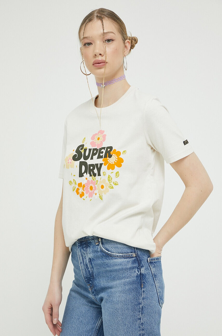 Superdry Тениска в бежово - Pepit.bg