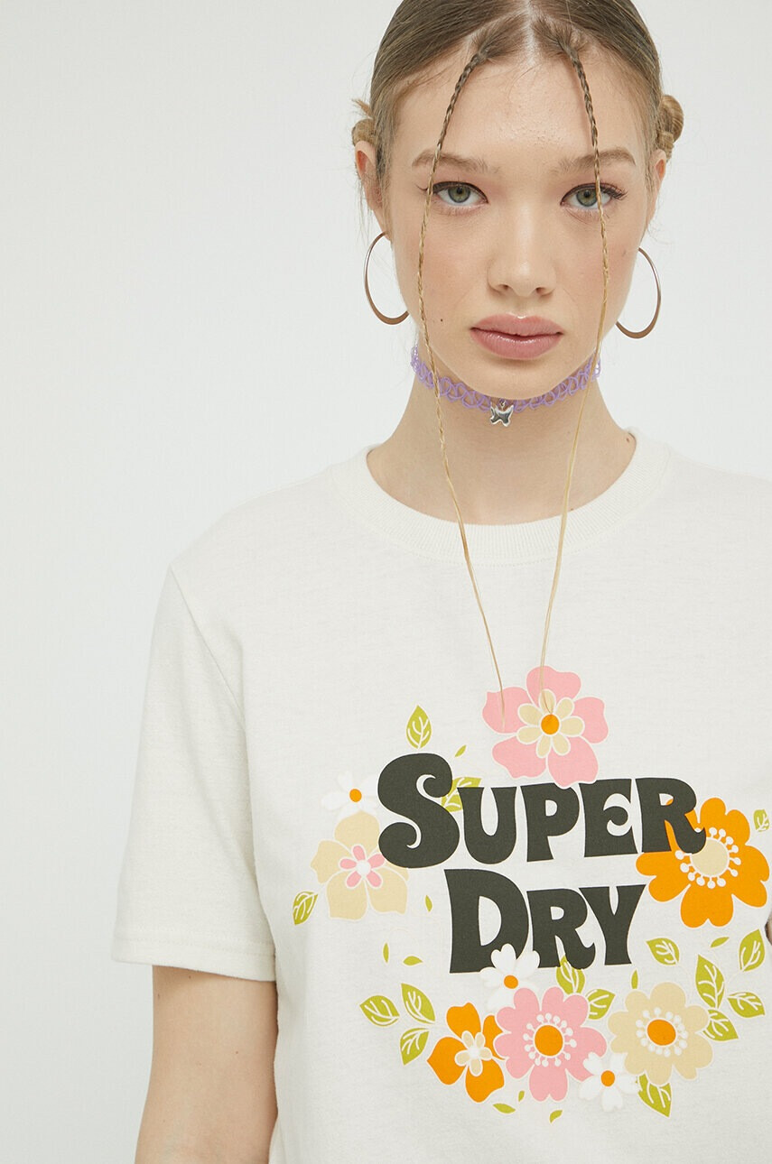 Superdry Тениска в бежово - Pepit.bg
