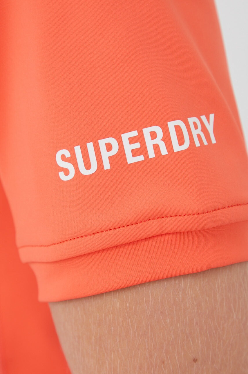 Superdry Тениска в оранжево с ниско поло - Pepit.bg