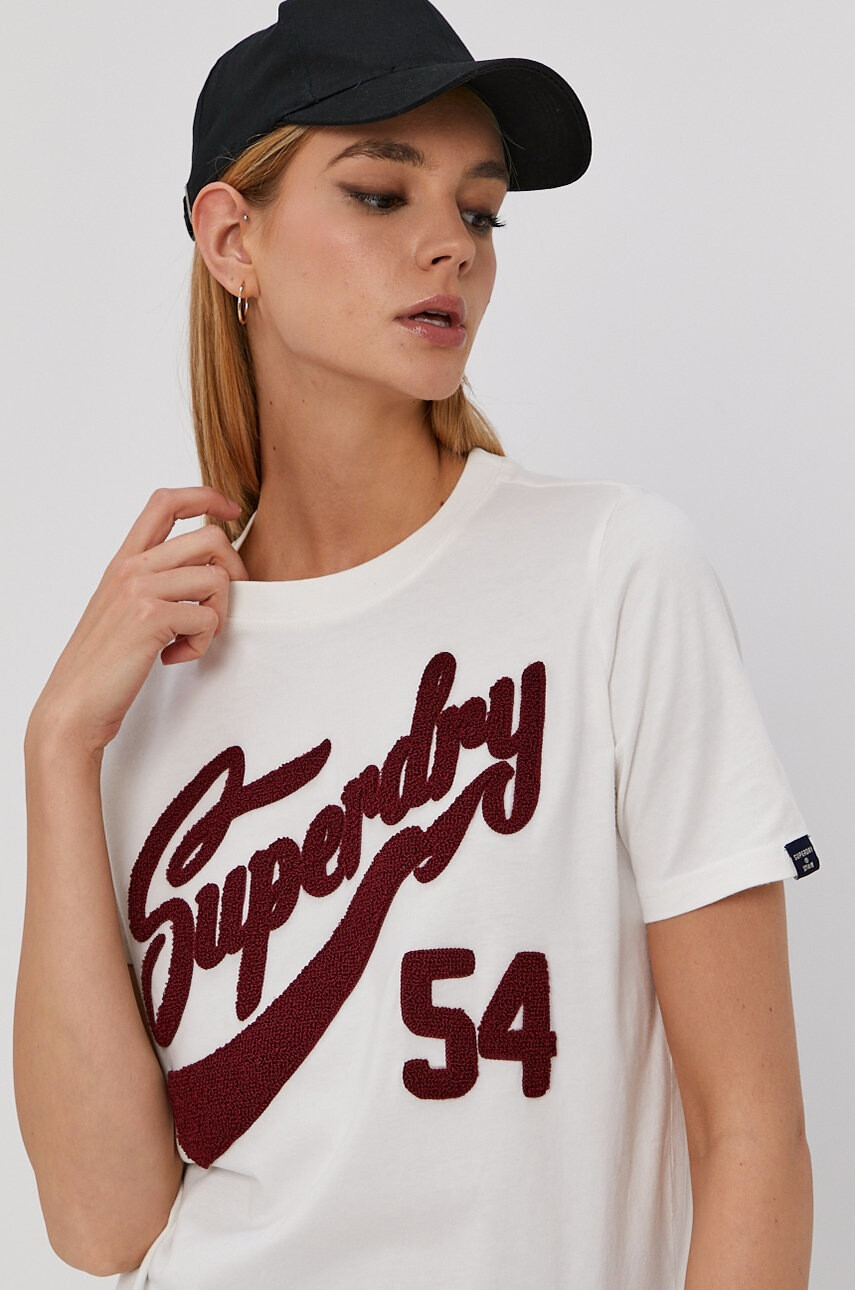 Superdry Тениска дамска в бяло - Pepit.bg