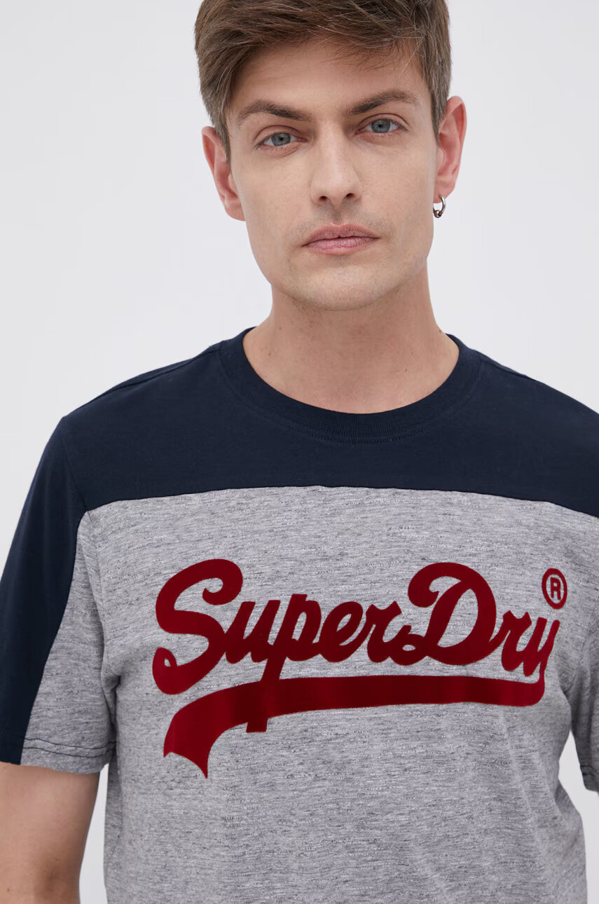 Superdry Тениска мъжка в сиво с принт - Pepit.bg
