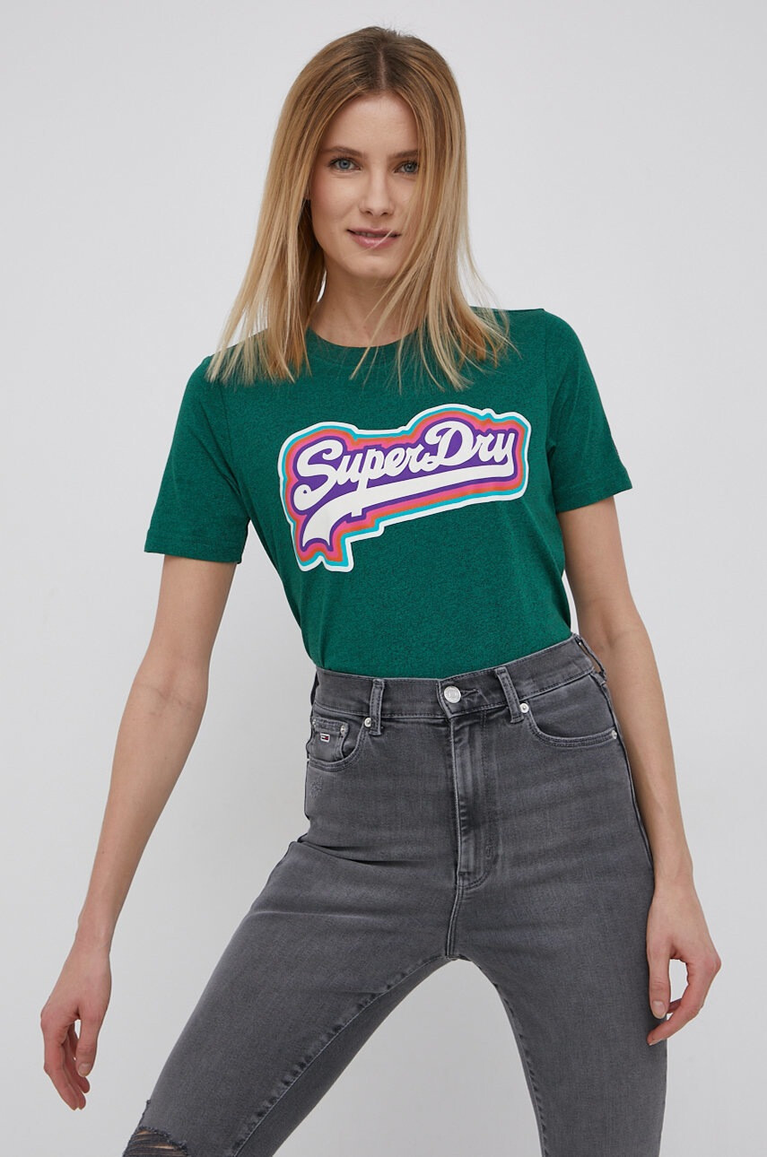 Superdry Тениска дамска в зелено - Pepit.bg