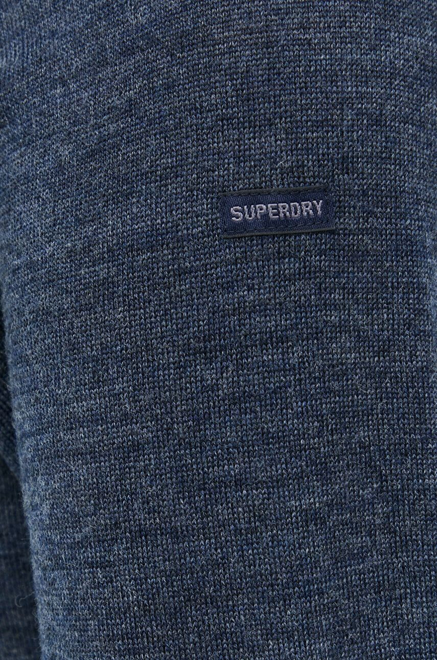 Superdry Вълнен пуловер мъжки в тъмносиньо от лека материя - Pepit.bg