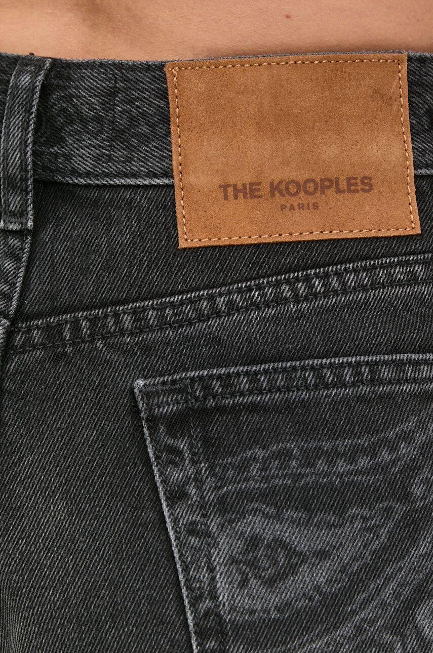 The Kooples Дънкови къси панталони в сиво с изчистен дизайн с висока талия - Pepit.bg