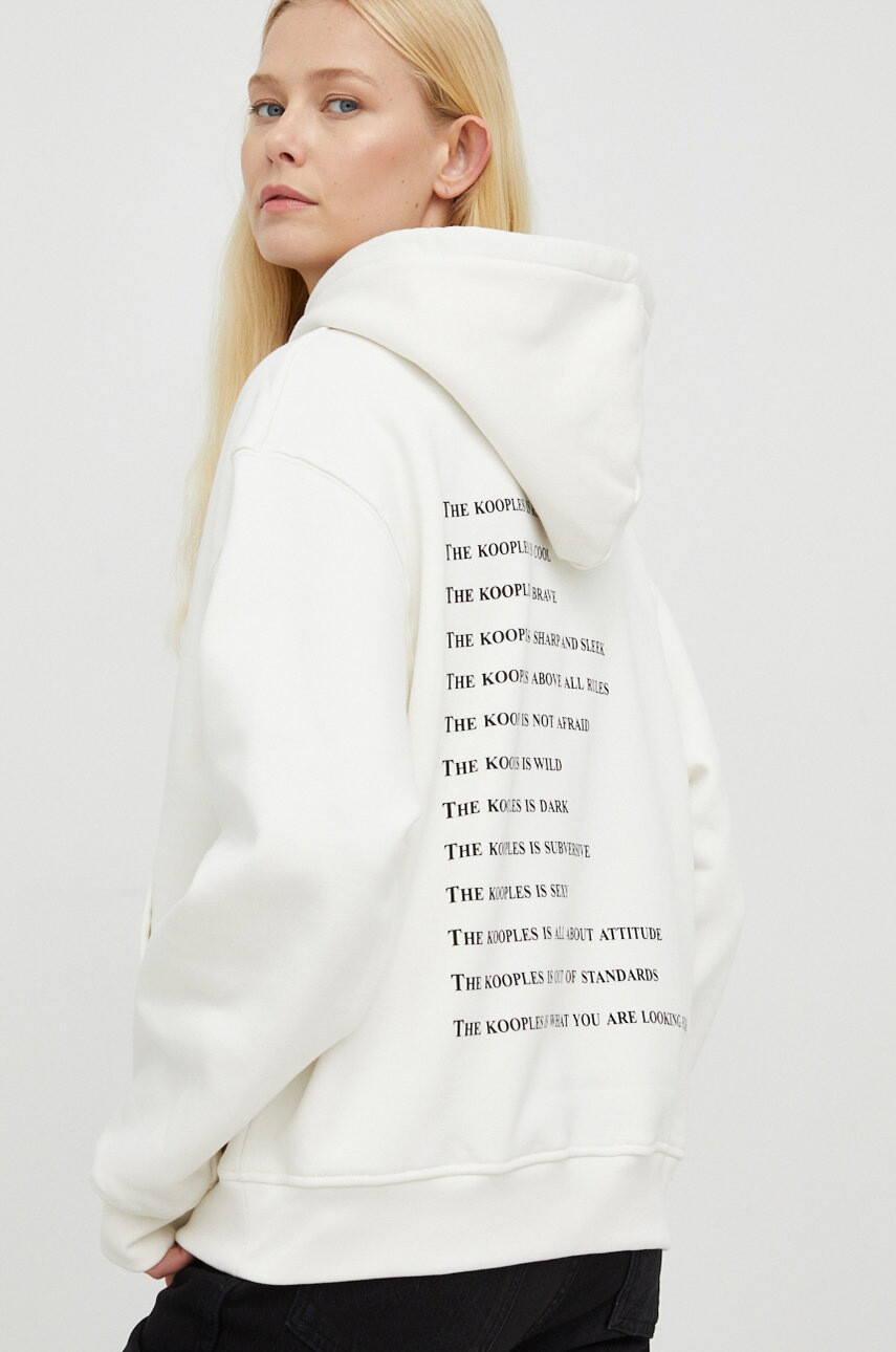 The Kooples Памучен суичър в бежово с принт - Pepit.bg