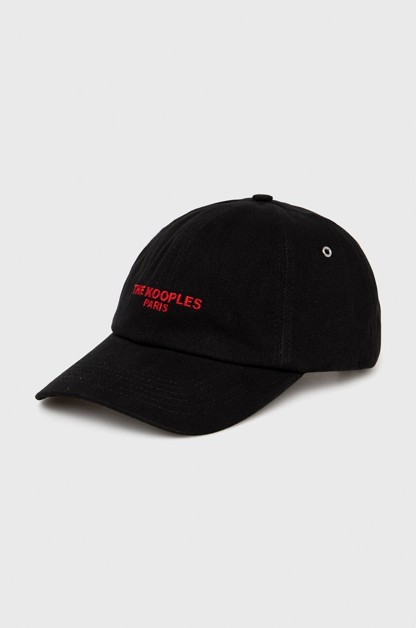 The Kooples Памучна шапка в черно с принт - Pepit.bg
