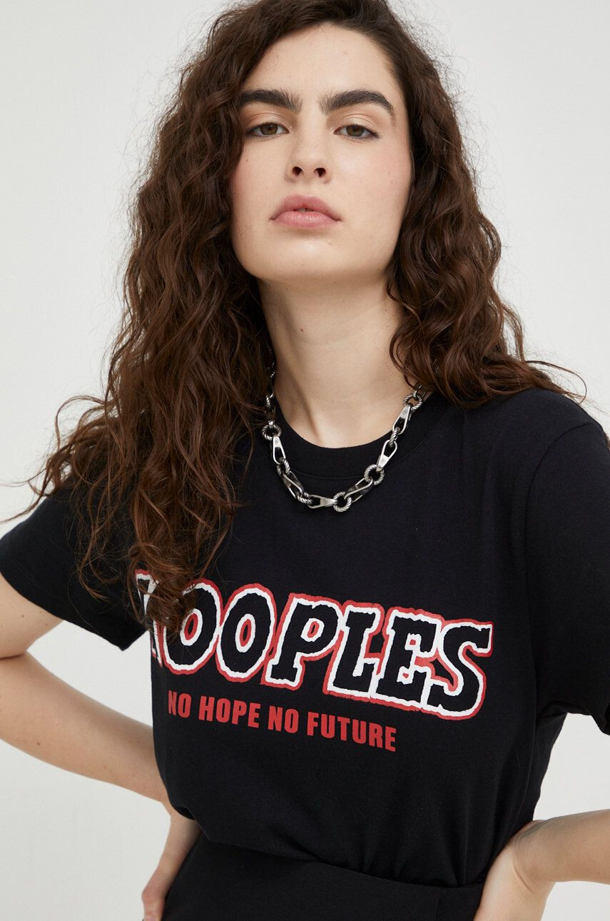 The Kooples Памучна тениска в черно - Pepit.bg