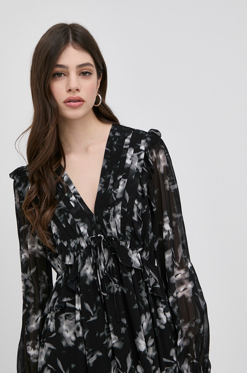 The Kooples Рокля в черно къс модел разкроен модел - Pepit.bg