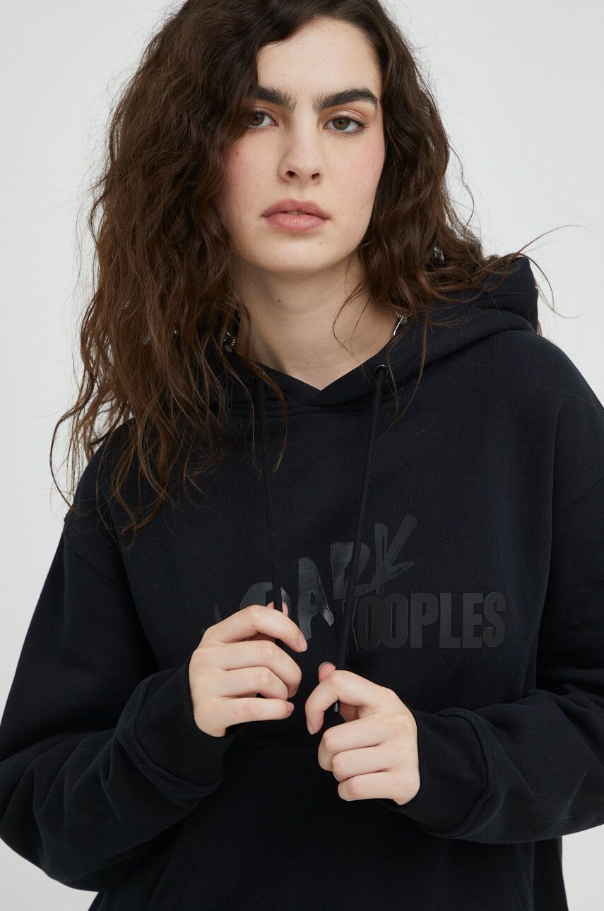 The Kooples Суичър в черно с качулка с принт - Pepit.bg