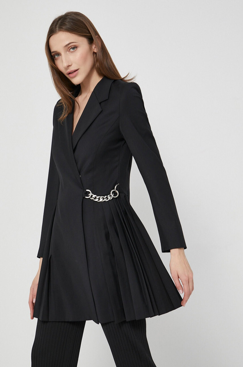 The Kooples Вълнена рокля в черно къс модел разкроен модел - Pepit.bg