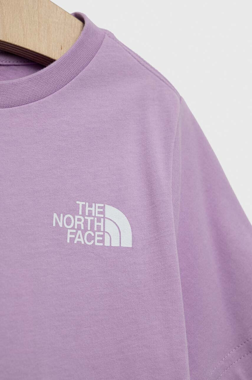 The North Face Детска памучна тениска в лилаво с принт - Pepit.bg