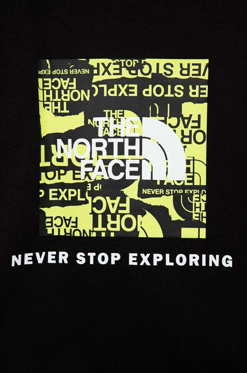 The North Face Детска памучна тениска в черно с принт - Pepit.bg