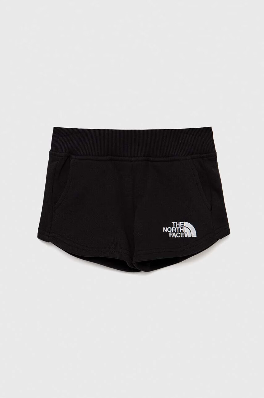 The North Face Детски памучен къс панталон в черно с апликация - Pepit.bg