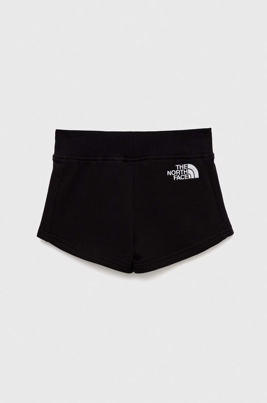 The North Face Детски памучен къс панталон в черно с апликация - Pepit.bg