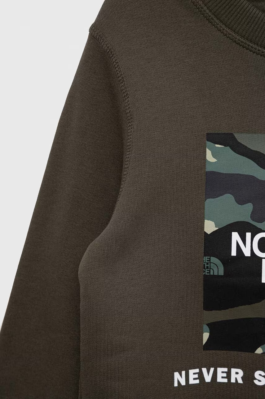 The North Face Детски памучен суичър в сиво с принт - Pepit.bg