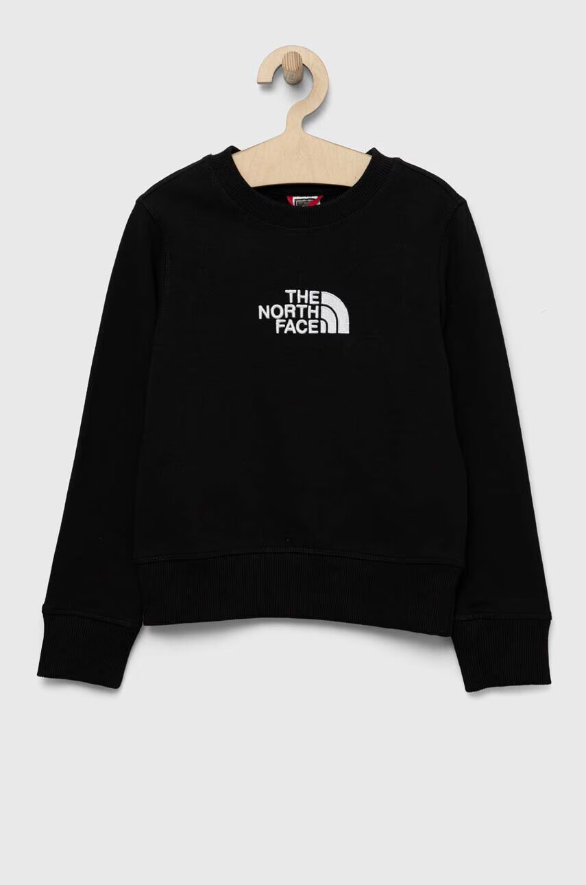 The North Face Детски памучен суичър в черно с апликация - Pepit.bg