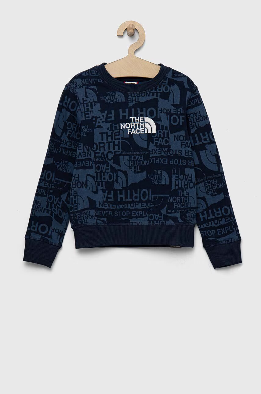 The North Face Детски памучен суичър в тъмносиньо с апликация - Pepit.bg