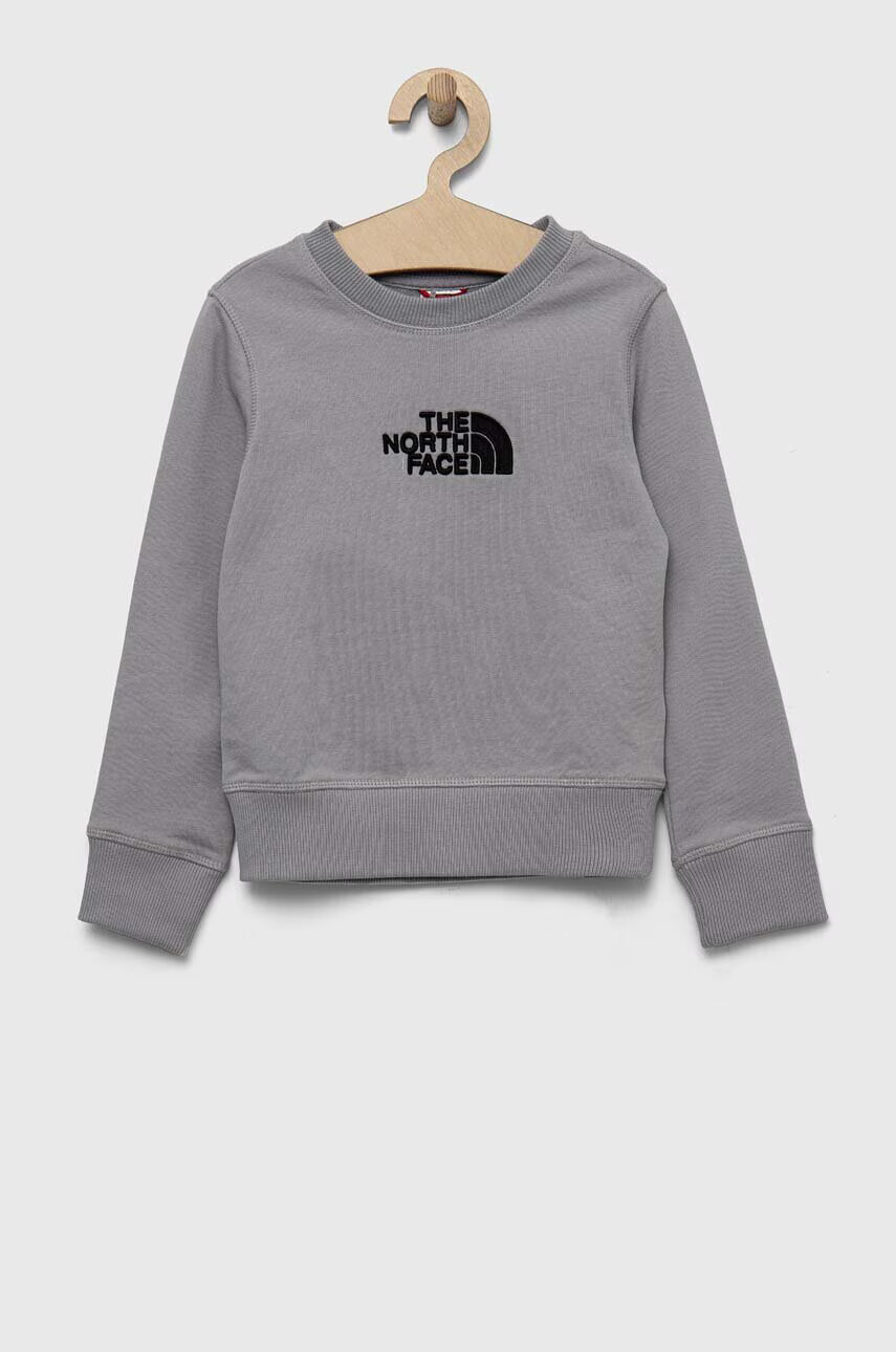 The North Face Детски памучен суичър в сиво с апликация - Pepit.bg