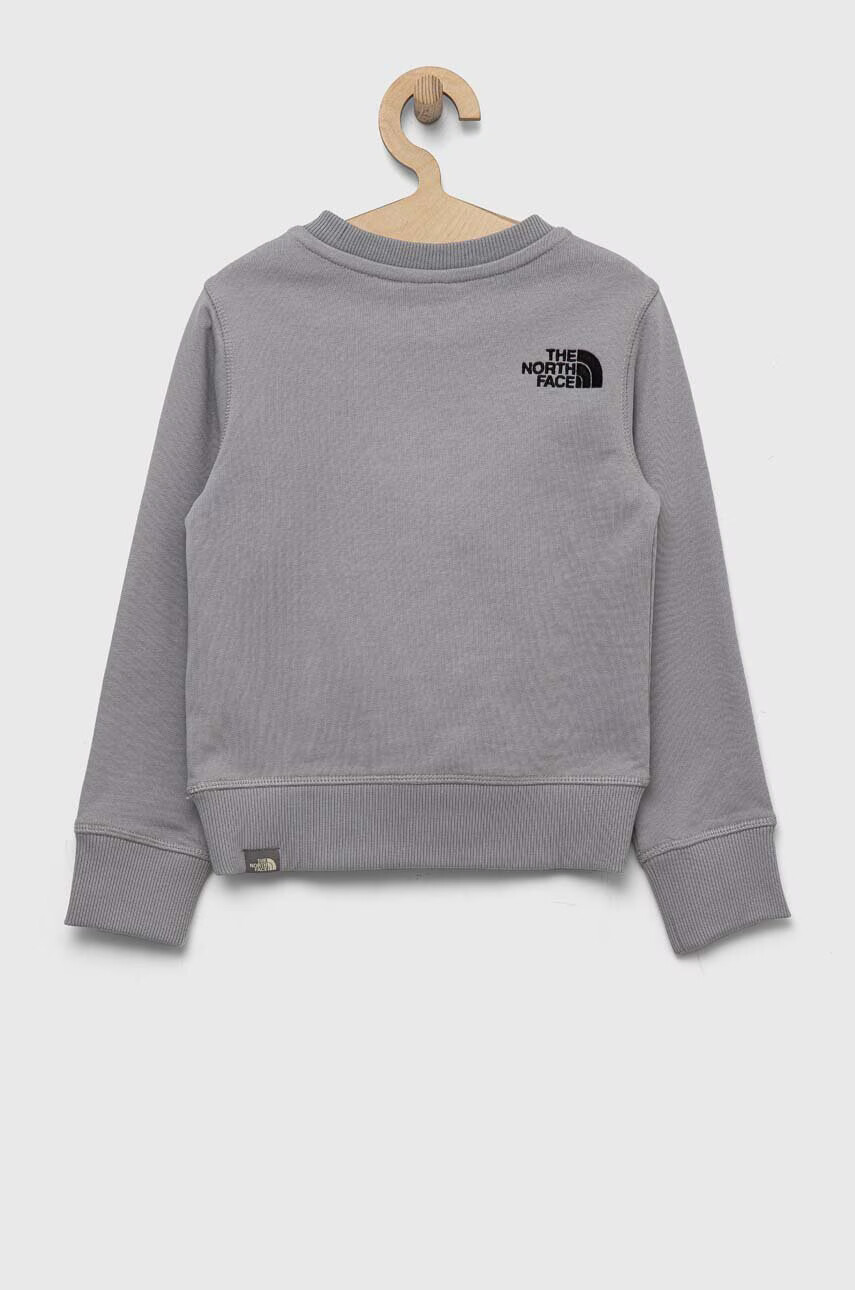 The North Face Детски памучен суичър в сиво с апликация - Pepit.bg