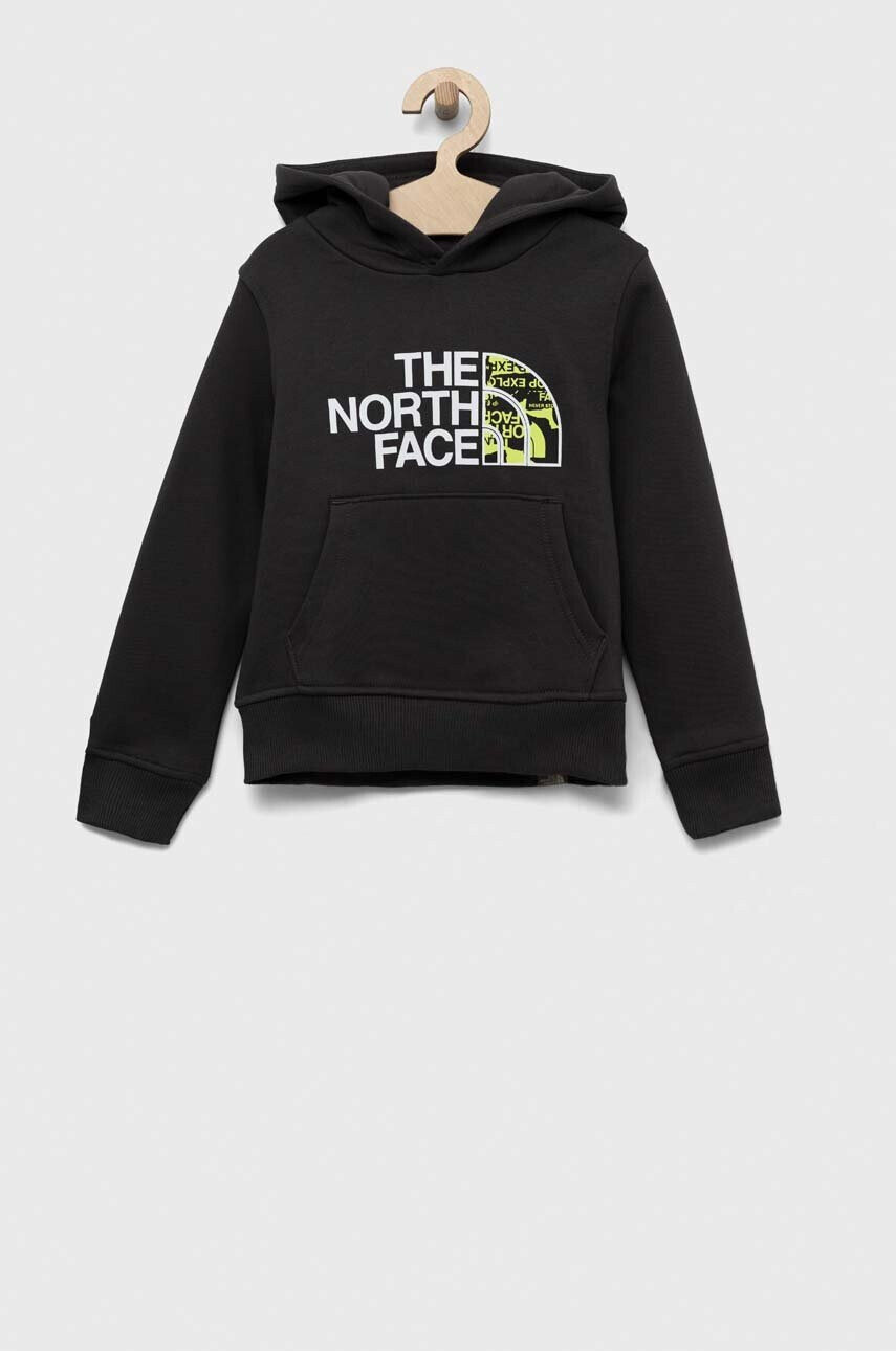 The North Face Детски суичър в сиво с качулка с принт - Pepit.bg