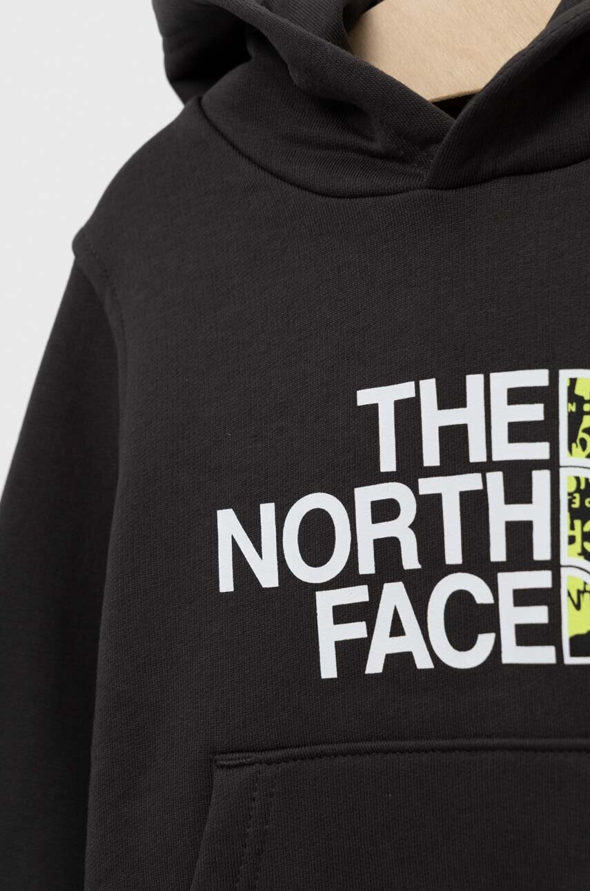 The North Face Детски суичър в сиво с качулка с принт - Pepit.bg