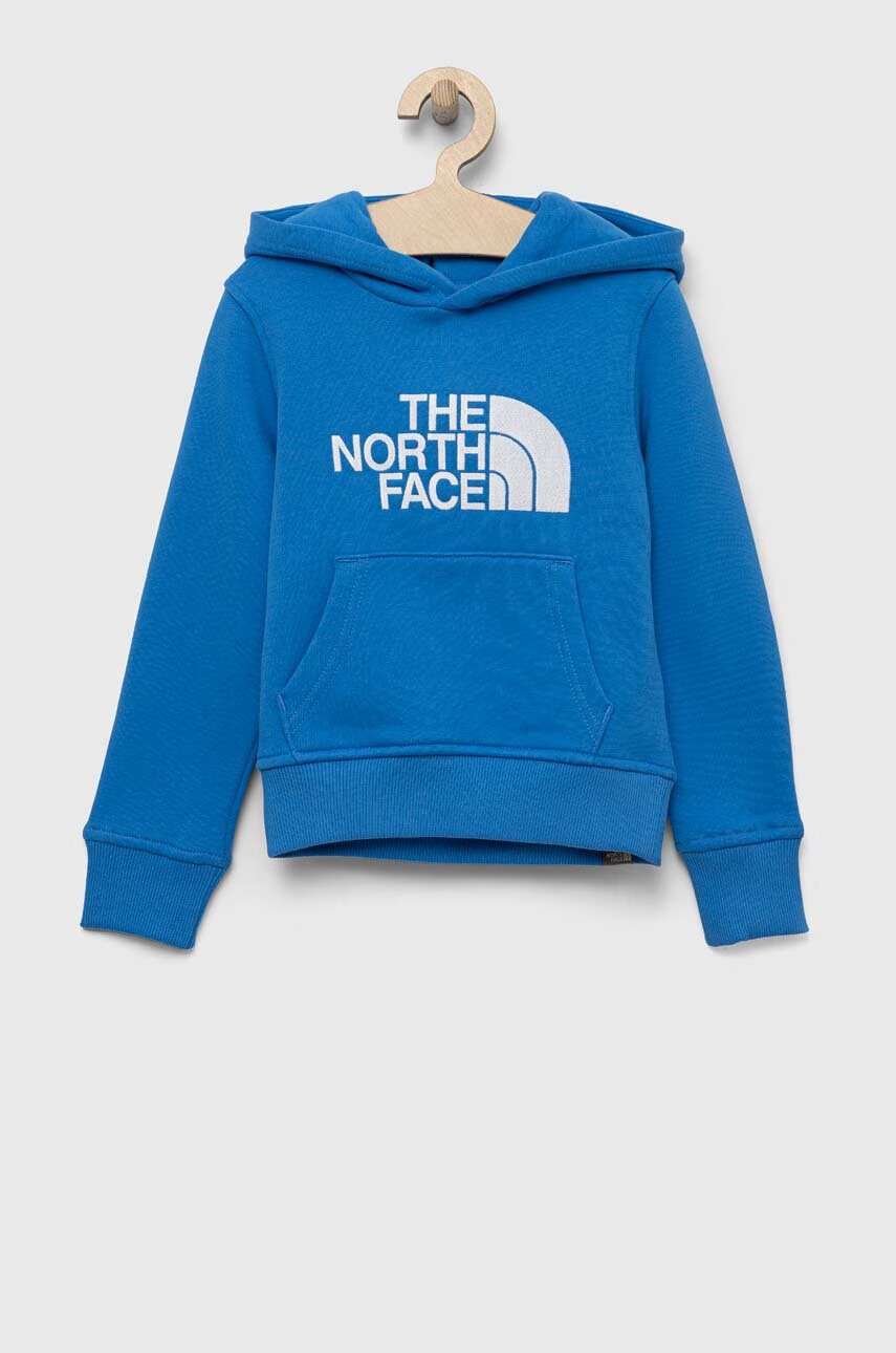 The North Face Детски суичър в синьо с качулка с принт - Pepit.bg