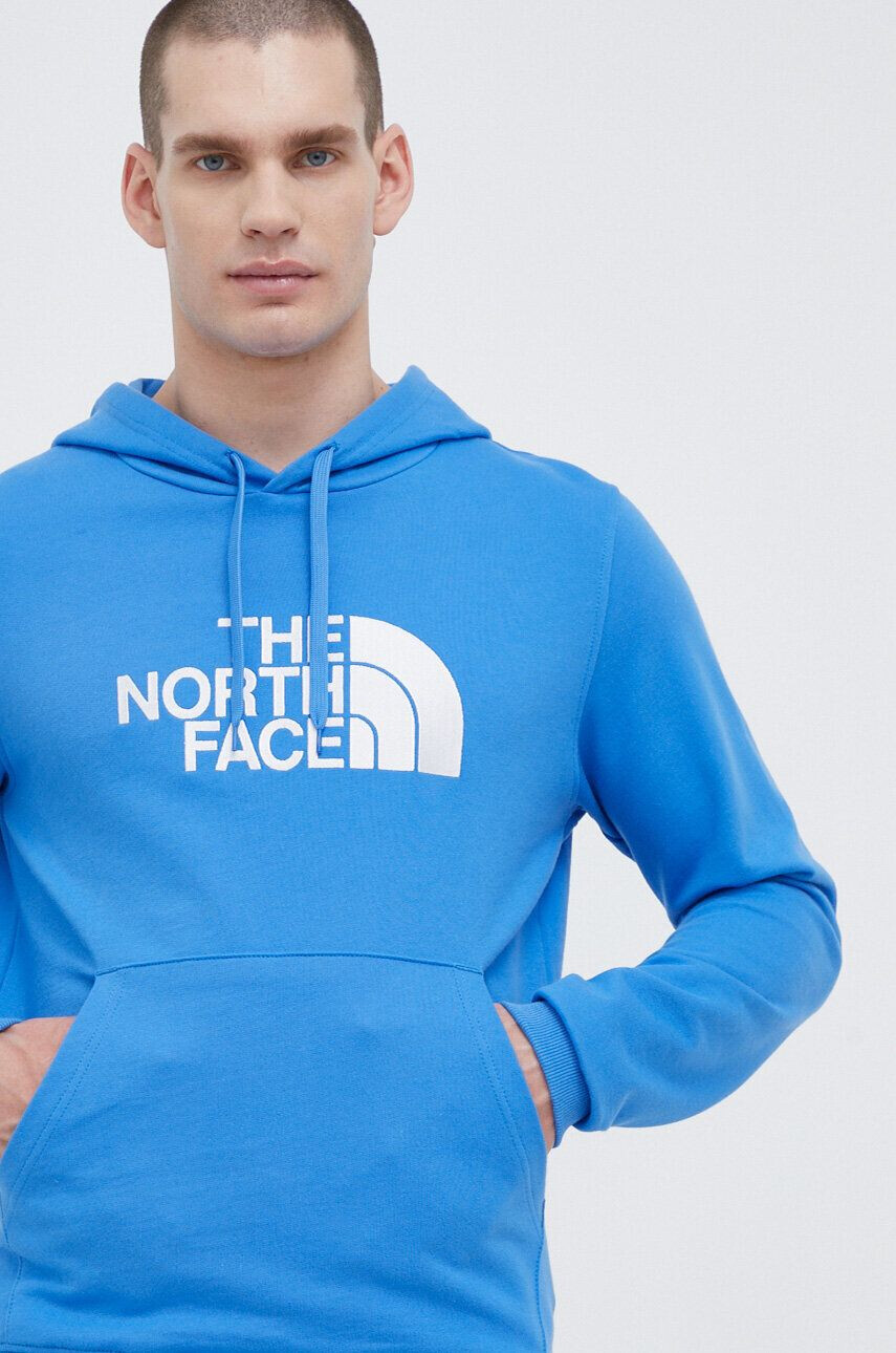 The North Face Памучен суичър в синьо с качулка с апликация - Pepit.bg