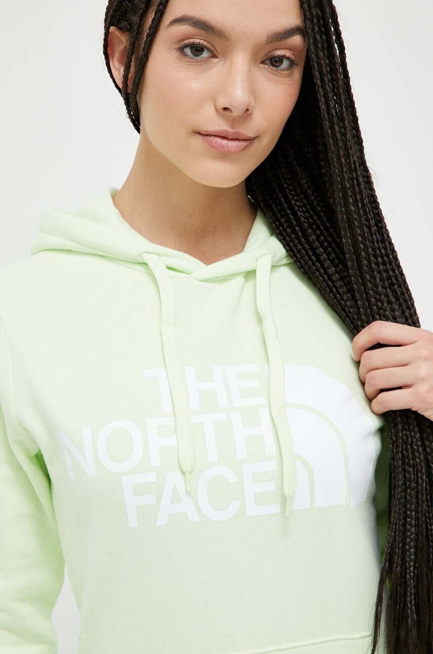 The North Face Памучен суичър в зелено с качулка с принт - Pepit.bg