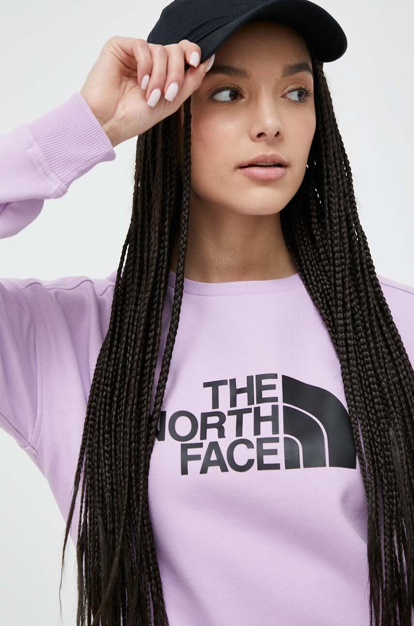 The North Face Памучен суичър в лилаво с принт - Pepit.bg