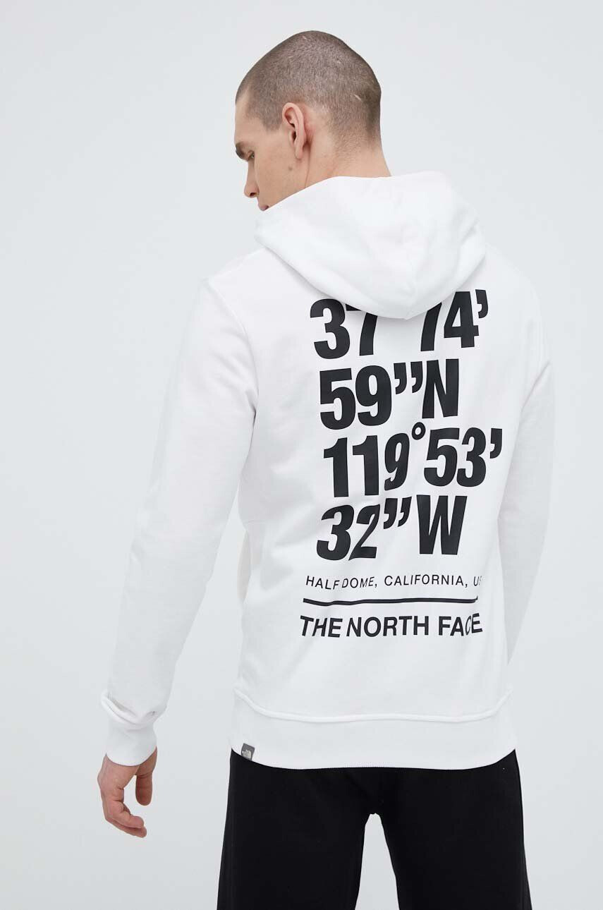 The North Face Памучен суичър в бяло с качулка с принт - Pepit.bg