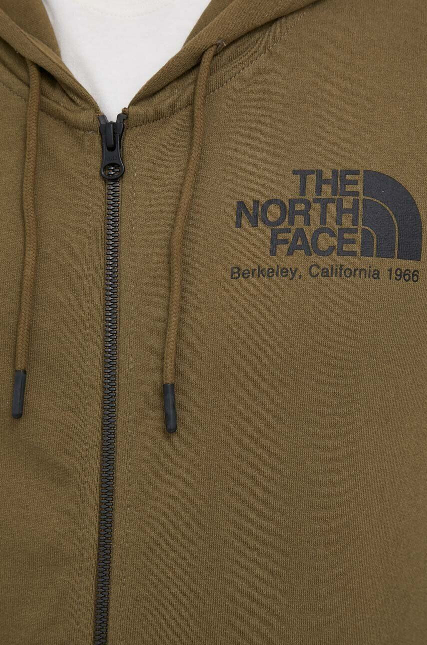 The North Face Памучен суичър в зелено с качулка с принт - Pepit.bg