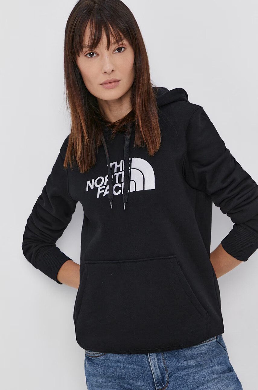 The North Face Памучен суичър в черно с качулка с апликация - Pepit.bg
