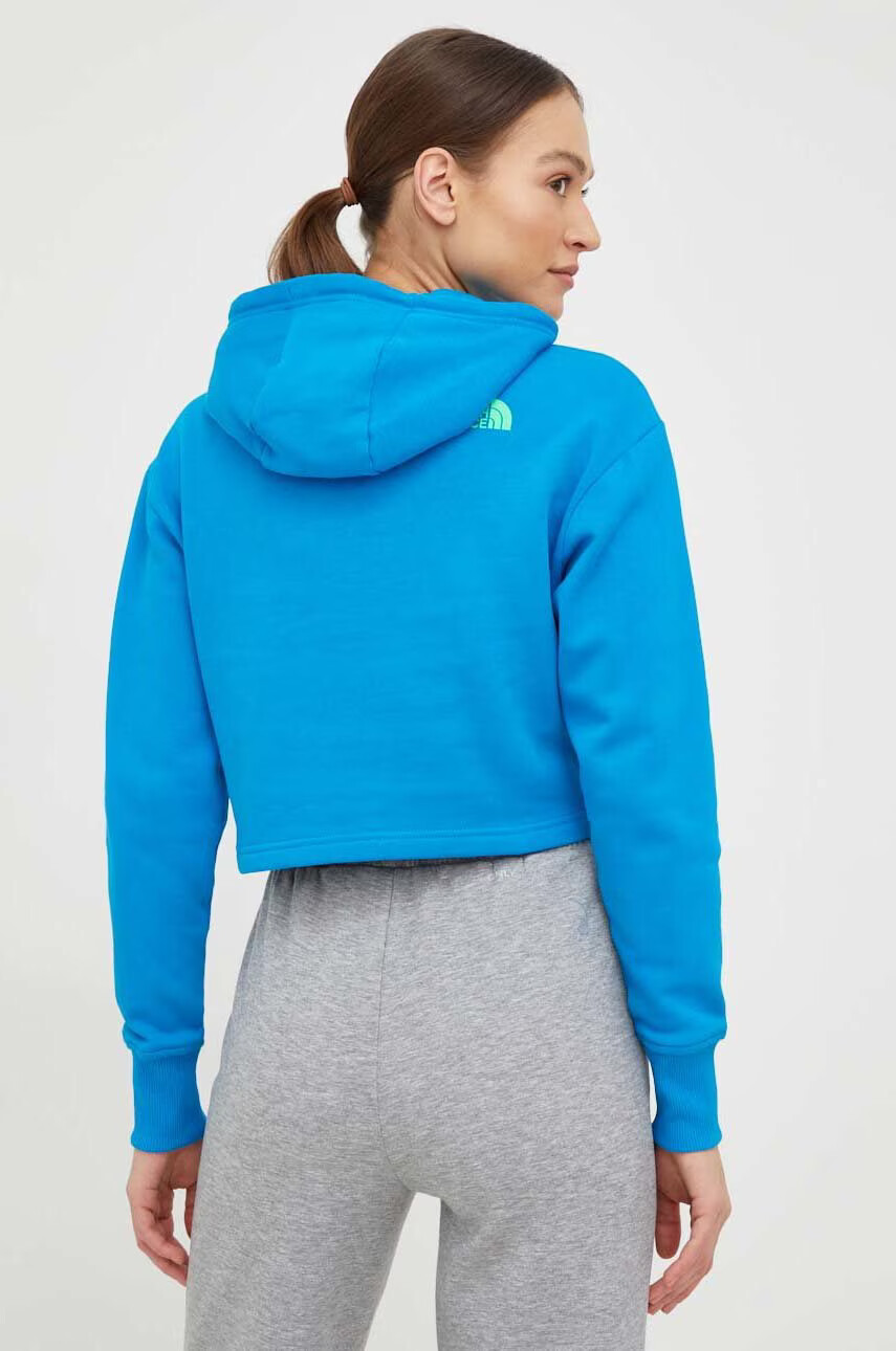 The North Face Памучен суичър в синьо с качулка с принт - Pepit.bg