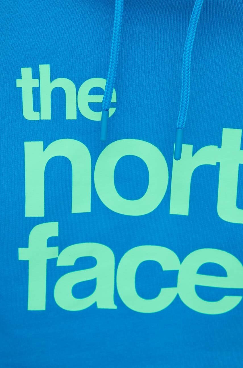 The North Face Памучен суичър в синьо с качулка с принт - Pepit.bg