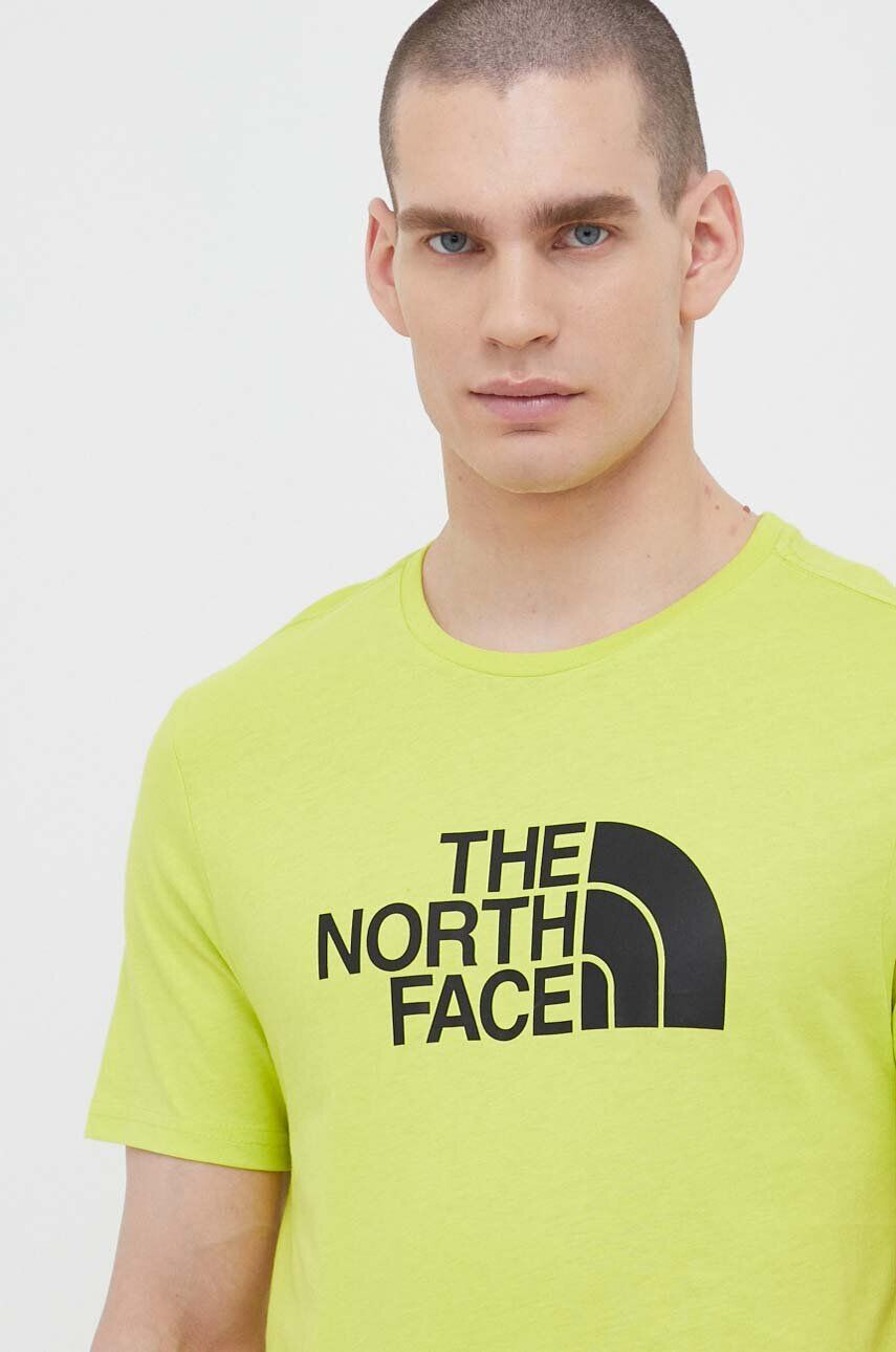 The North Face Памучна тениска в зелено с принт - Pepit.bg