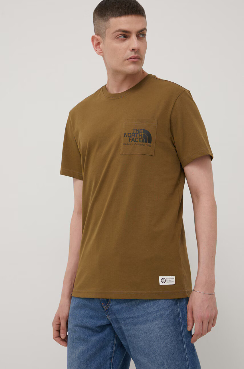 The North Face Памучна тениска в зелено с принт - Pepit.bg