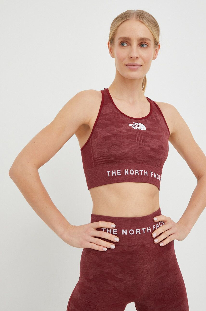 The North Face Спортен сутиен в бордо с десен - Pepit.bg