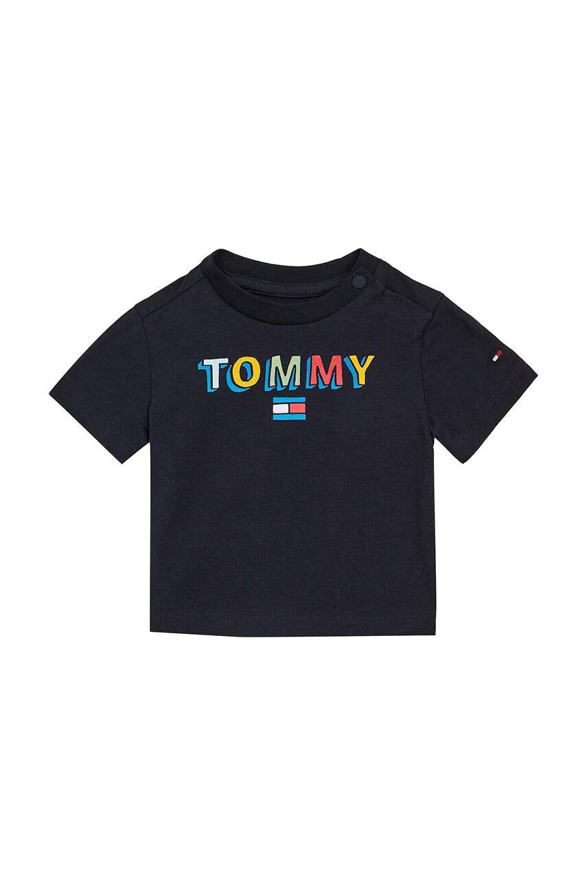 Tommy Hilfiger Бебешка тениска в тъмносиньо с принт - Pepit.bg