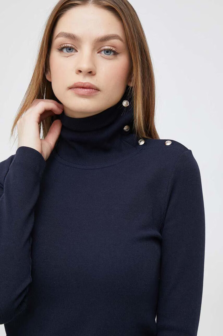 Tommy Hilfiger Блуза с дълги ръкави в тъмносиньо с поло - Pepit.bg